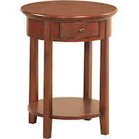 Transitional 1-Drawer Round Side Table with Display Shelf