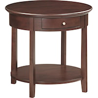 Transitional 1-Drawer Round End Table with Display Shelf
