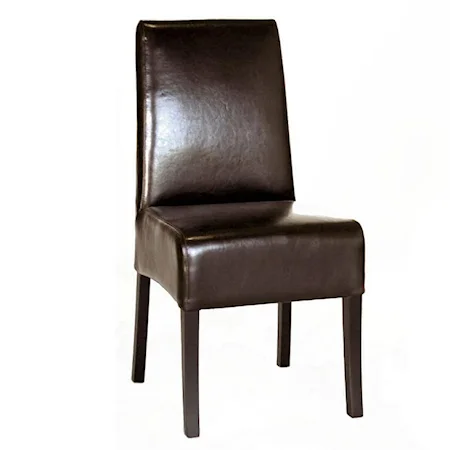 Dark Brown Full Leather Dining Chair Set