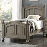 Farmhouse Twin Panel Bed with Turned Posts