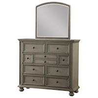 Farmhouse Dresser Mirror Combination with Felt-Lined Top Drawers
