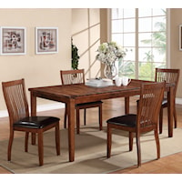 Casual 5-Piece Dining Set with Leg Table