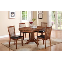 Casual 5-Piece Round Dining Set with Butterfly Leaf