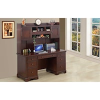 Transitional Desk and Hutch with Locking Files