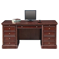 Transitional 68" Double Pedestal Desk with Locking File Drawers