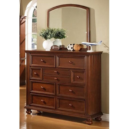 Youth Tall 9-Drawer Dresser and Mirror Combination