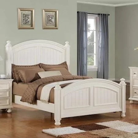 Transitional Panel Queen Bed with Bun Feet