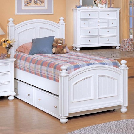 Cottage-Style Twin Panel Bed & Trundle Box