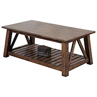 Rustic 50" Coffee Table with Shelf