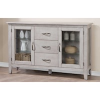 Rustic 54" Sideboard with Glass Doors and Felt Lined Drawers