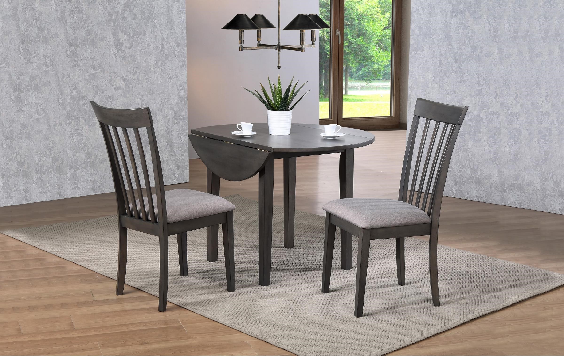 Delfini PKGDF42RTAB Solid Hardwood DropLeaf Table & 2 Chairs