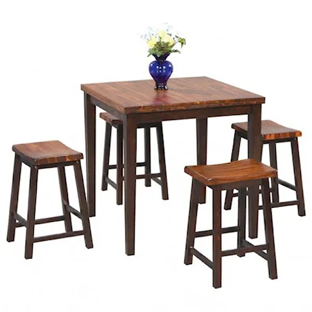 Casual 5-Piece Tall Table and Barstool Set