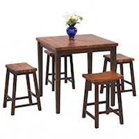 Casual 5-Piece Tall Table and Barstool Set