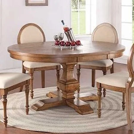 Cottage Style 66" Pedestal Table with 18" Leaf