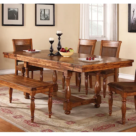 Casual Trestle Table with 2 12" Leaves