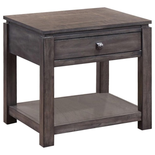 Casual 1-Drawer End Table with Shelf