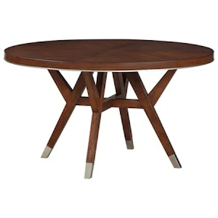 Contemporary 54" Pedestal Table with Metal Banding