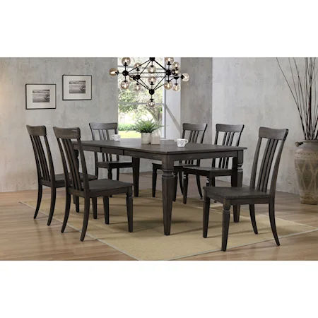 Transitional 7-Piece Table and Chair Set with Removable Leaf