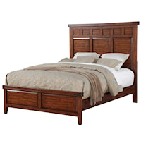 Transitional King Panel Bed with Metalwork Corner Brackets