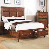 Transitional King Panel Storage Bed with 2 Drawers