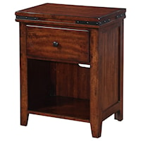 Transitional 22" Youth Nightstand with Metalwork Corner Brackets