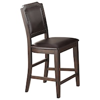 Transitional Upholstered Barstool with Nailhead Trim