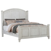 Rustic California King Panel Bed with Bun Feet and Distressed Finish
