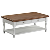 Rustic 50" Rectangular Coffee Table with Two Drawers