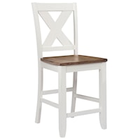Rustic X-Back Counter Height Barstool