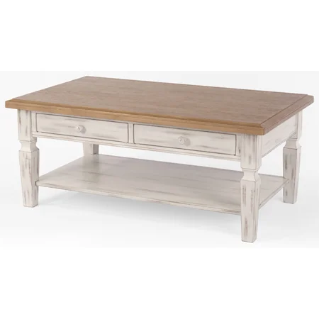 Rustic 48" Coffee Table with 2 Drawers