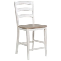 Rustic Arched Ladder Back Bar Stool with Two-Tone Finish