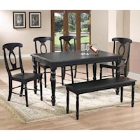 6 Piece Leg Table, Napoleon Side Chair and Bench Set