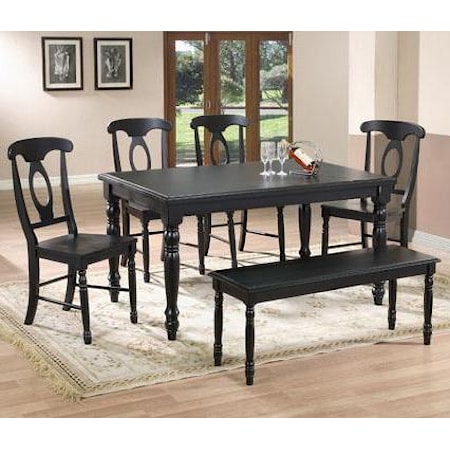 6 Piece Dining Table, Chair and Bench Set