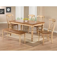 6 Piece Leg Table, Napoleon Side Chair and Bench Set