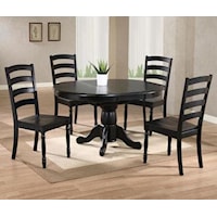 5 Piece Round Pedestal Table and Ladderback Side Chair Set