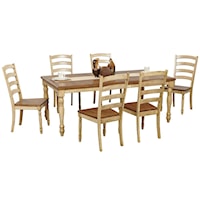 7 Piece Turned Leg Table and Ladderback Chair Set