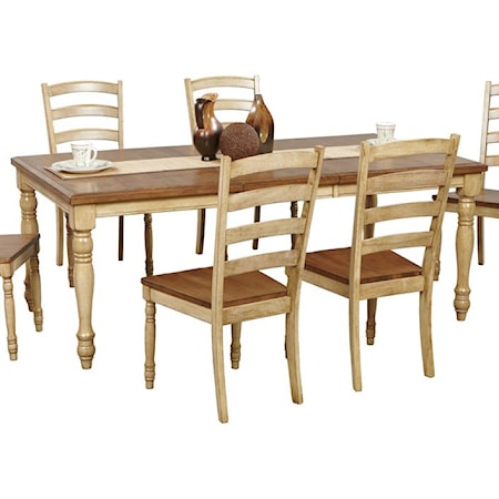 Transitional Rectangular Leg Table with Turned Legs
