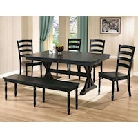 6 Piece  84" Dining Table, Ladderback Chair  and Bench Set