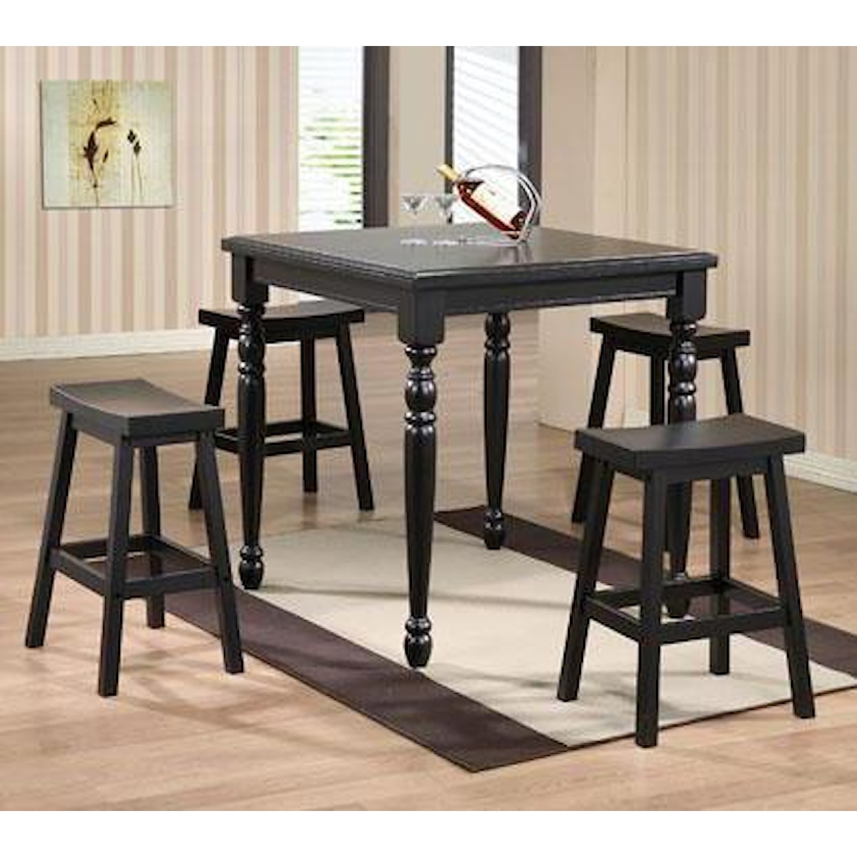 Winners Only Quails Run 5 Piece Tall Table and Barstool Set