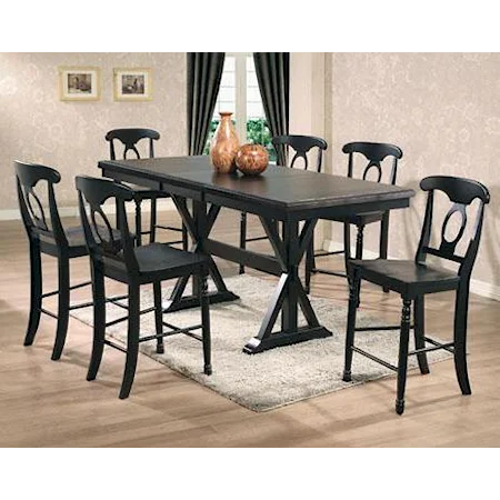 7 Piece Tall Table with Napoleon Barstools