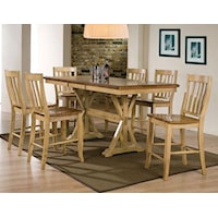 7 Piece Tall Table and Rake Back Barstool Set