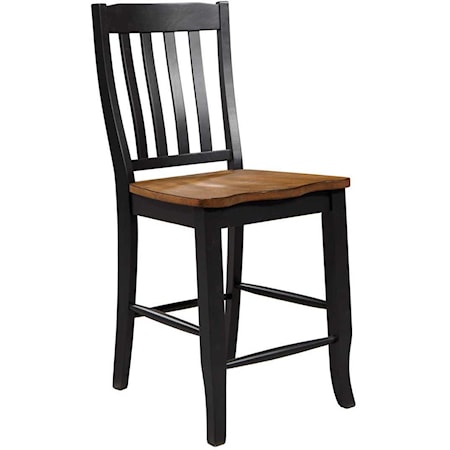 Transitional Barstool with Slat Back