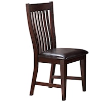 Transitional Slat Back Side Chair with Upholstered Seat