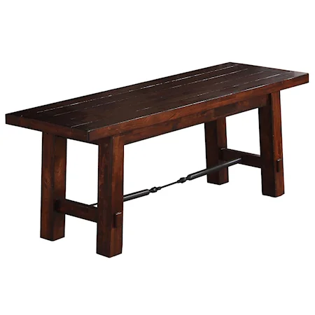 Transitional Dining Bench with Turnbuckle Accent