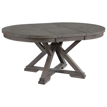 Transitional Rustic Oval Dining Table with 18" Butterfly Leaf