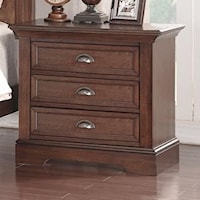 Casual 3-Drawer Nightstand