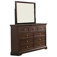 Casual 9-Drawer Dresser and Mirror Set