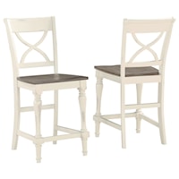 Casual X-Back Barstool with Two-Tone Finish