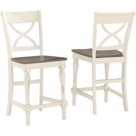 Casual X-Back Barstool with Two-Tone Finish