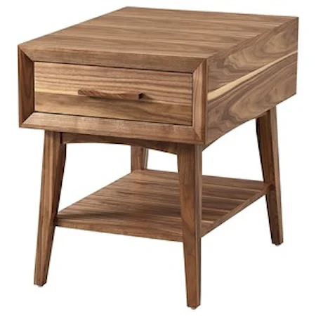 Contemporary End Table with Open Sheld and Full Extension Drawer